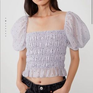 Zara Lilac Polka Dot Organza Top